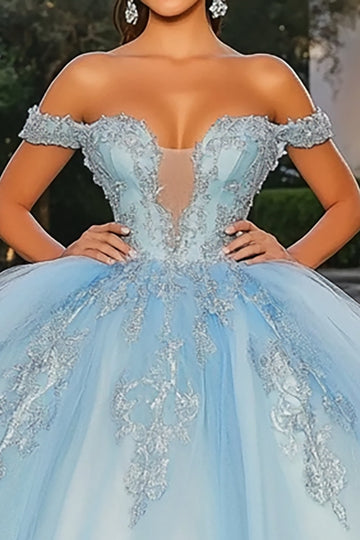 Prinsesse Himmelblå Off The Shoulder Quinceanera Kjole